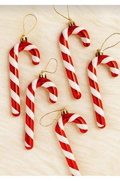 Genel Markalar Yılbaşı Çam Ağacı Süsü Baston Şeker Kırmızı Beyaz 6 Adet Şeker...