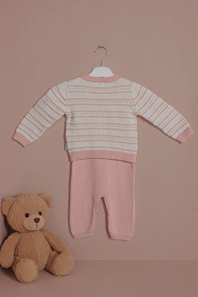 Montisu Girl's Pink Knitwear Knitted 2-Piece Set 100% Cotton