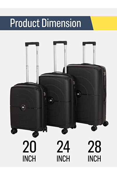 BRITISH TOURISTER Polypropylene Hardshell Luggage Set 3-Piece Spinner – With TSA Approved Lock – Black