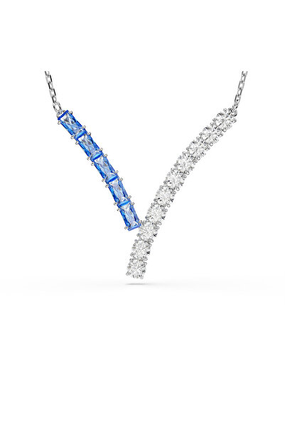 Swarovski Matrix Kolye, Karışık kesimler, Mavi, Rodyum kaplama