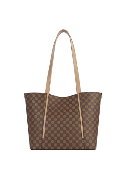 CENGİZ PAKEL Card Holder Charm Detailed Monogram Women's Hand – Shoulder Bag – 7604P - Brown/Mink