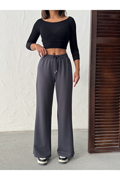 Miss Prova Waist-Tied Comfortable Fit Wide Leg Sweatpants Missea2683