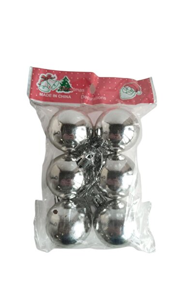 DODOMAR Χριστουγεννιάτικο στολίδι σφαίρα ασημί 4εκ. Σετ 6 τεμαχίων