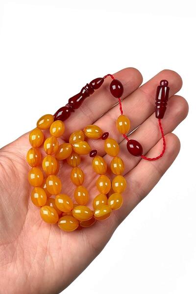 TESBİHKENTİ Ottoman Style Crimped Amber Prayer Beads from Şükür Baba Workshop