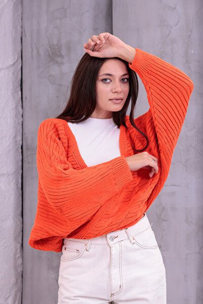 Knitoryx Balloon Sleeve Hair Tie Crop Cardigan with All Colors |   Trend Knitwear Women's Sweater Jacket