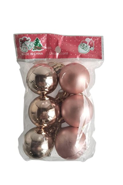 DODOMAR Božićna kuglica ukras Rosegold - roza 4cm set od 6 mat-sjajnih