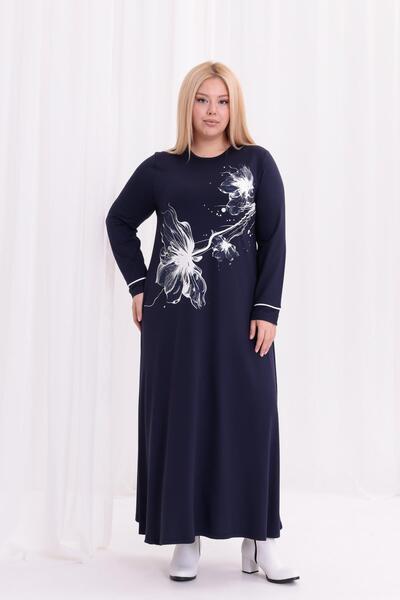 Siyezen Plus Size Floral Print Maxi Dress