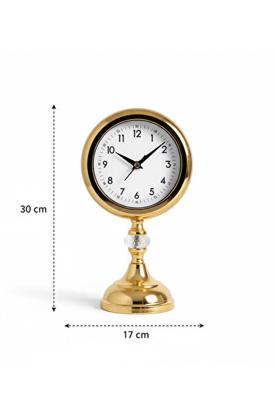 Genel Markalar Metal Kristal Gold Masa Saati Modeli | 30x17 cm | Butik Saat