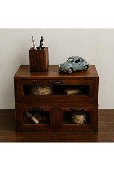 ka tasarım Nord Klassik Ceviz Masa Düzenliyici Çekmecelik