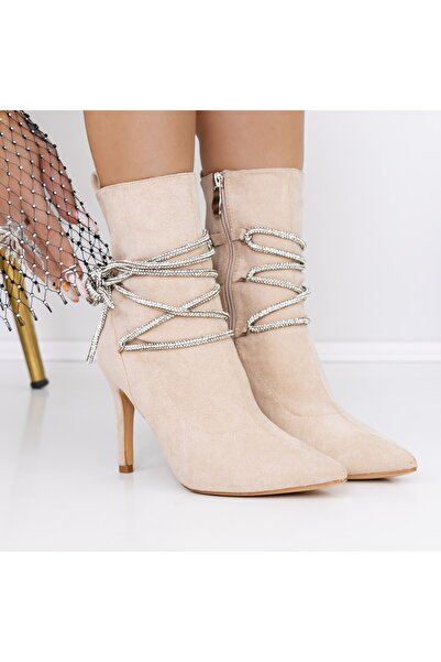 mei Botine Dama cu Toc subtire 3XKK30 Bej