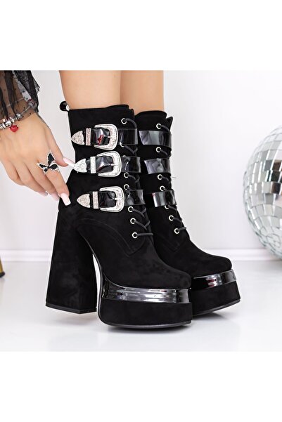 mei Botine Dama cu Toc gros si platforma 3C1 Negru