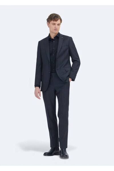 Ramsey Black Plain Regular Fit 100% Wool Suit