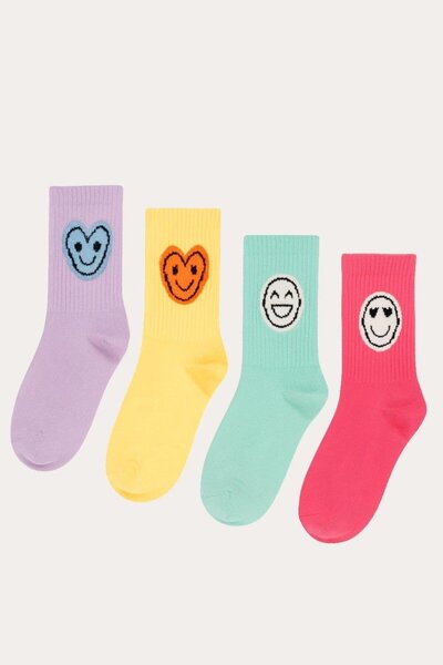 BONY SOCKS 12501K2004 4PCK GÜLEN YÜZ ДЕТСКИ ЧОРАПИ Чорапи с мотиви