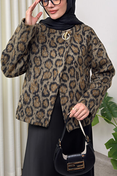 Salih Çelebi جاكيت بنقشة الفهد 2602 - بني