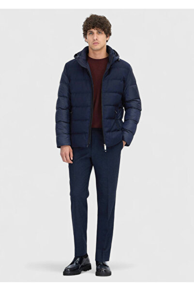 Ramsey Navy Blue Regular Fit Hooded Casual Woven Coat