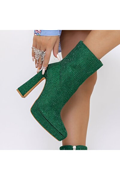 mei Women's Ankle Boots with Thick Heel and Platform 3KV9 Green