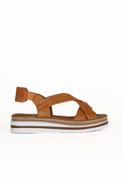 Bueno Shoes صندل مسطح نسائي من الجلد باللون البني 01wq1609