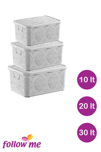 follow me Embroidery Multi-Purpose Box Set of 6 (White)