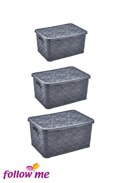 follow me Embroidery Multi-Purpose Box Set of 6 (Gray)