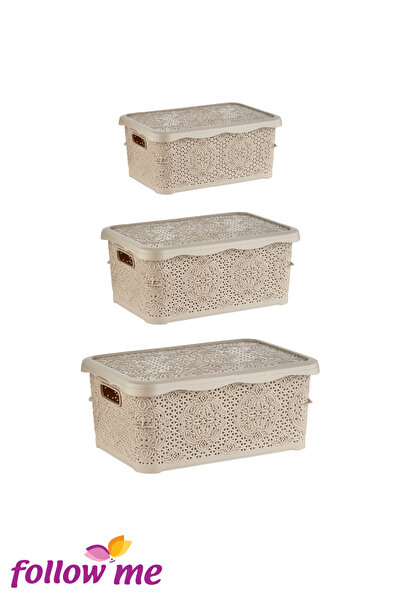 follow me Embroidery Multi-Purpose Box Set of 3 (1.25Lt - 2.5Lt - 5Lt)