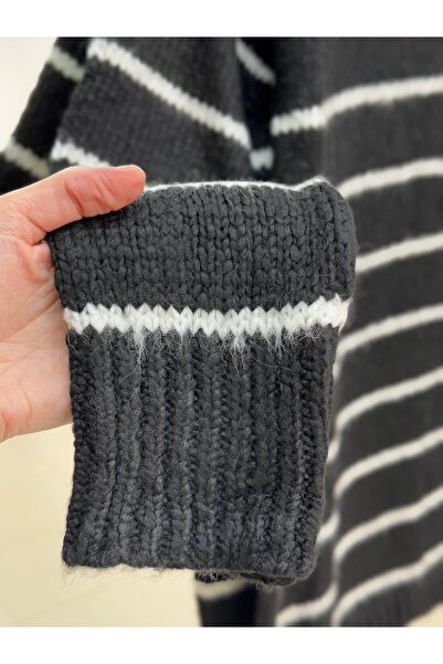 MİHRA STORE Alesa Striped Knitwear Tunic-Zi̇5227 Black