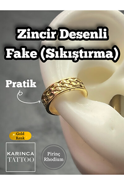 Karınca Piercing Zincir Fake Piercing Conch Orbital Kulak Deliksiz Sıkıştırma Küpe