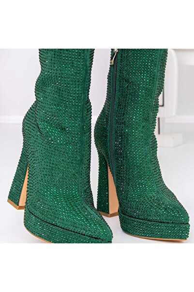mei Women's Ankle Boots with Thick Heel and Platform 3KV9 Green
