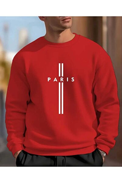 ORVIO Group سويت شيرت مخطط مكتوب عليه باريس