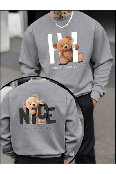 ORVIO Group سويت شيرت تيدي بير مطبوع ذو وجهين