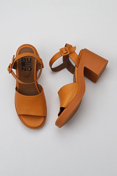 Bueno Shoes Orange Leather Women's Heeled Sandals 01Wy12502