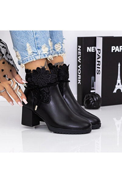 mei Botine Dama cu Toc gros 3AH18 Negru