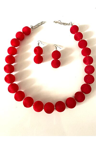 canan dizayn Bohemian Authentic Suede Coated Bead Necklace, Earring Set (Special Design)