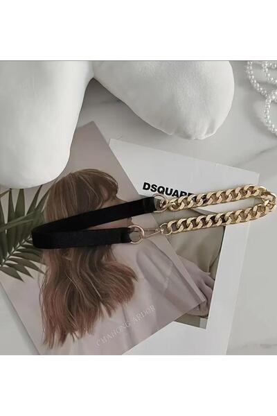 MODAM HİFA Chain Detailed Elastic Belt Dress Belt Waist Belt Body Belt Shirt Belt Coat Belt