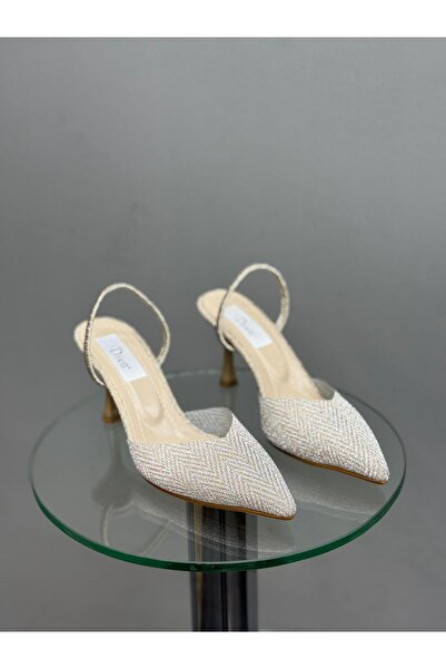 DİVA Χρυσά γυναικεία παπούτσια με τακούνι Με γκλίτερ