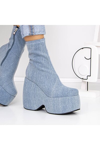 mei Women's Platform Ankle Boots 3MN1 Light Blue