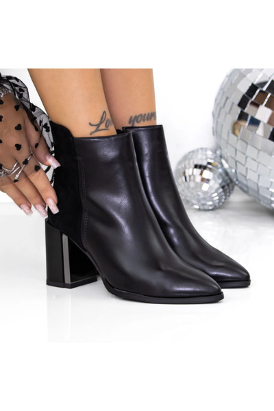 mei Botine Dama cu Toc gros 3AD7 Negru