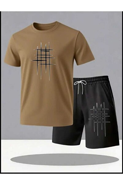 ORVIO Group طقم شورت رجالي بنمط خطي