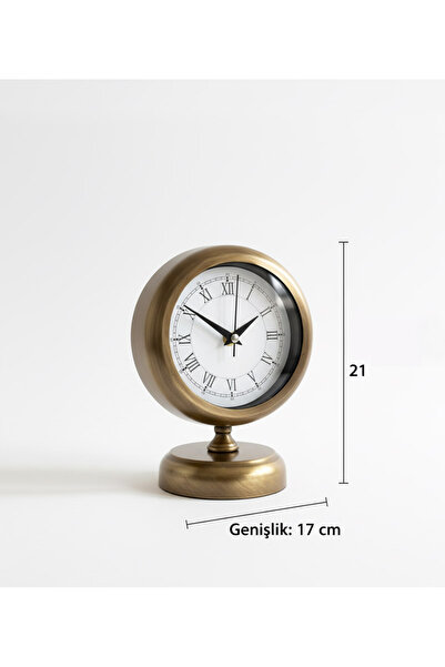 Genel Markalar Metal Romen Eskitme Masa Saati | 21x17 cm | Butik Saat
