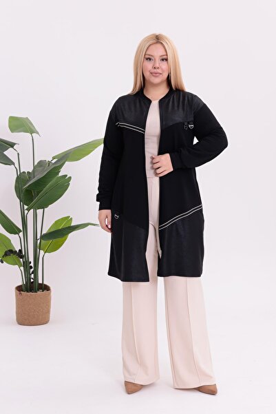 Siyezen Large Size Zippered Piped Tunic Hıka