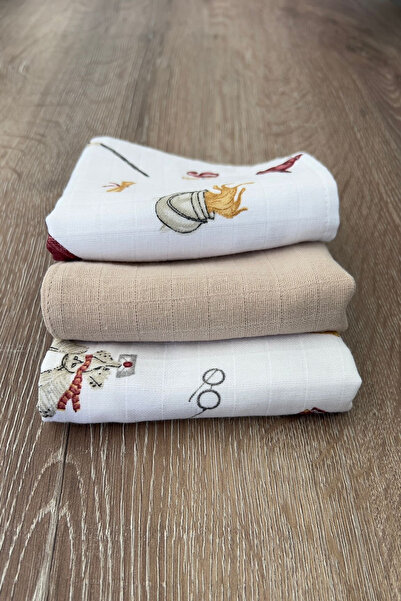 Ponchik 7-Pack 100% Cotton Checkered Double Layer Baby Mouth Wipes – (4 Patte...