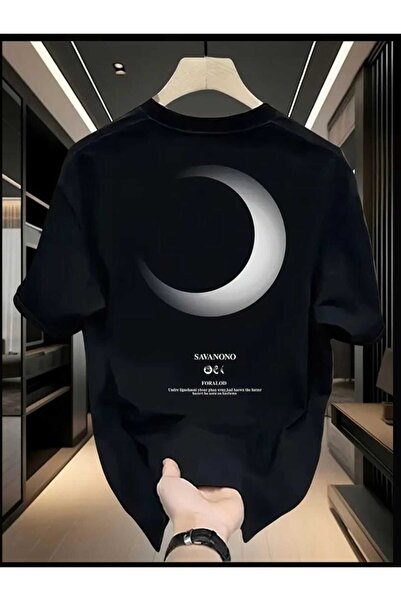 ORVIO Group Men's Moon Printed Patterned T-Shirt