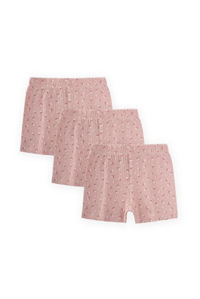 Cigit Triple Girl Boxer Set 2-9 Years Powder Pink Floral