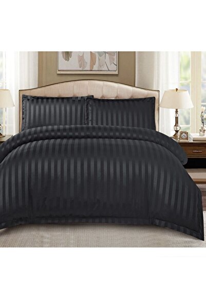 OEM Double Fitted Bed Linen Set, 2 Persons, 4 Pieces – Black