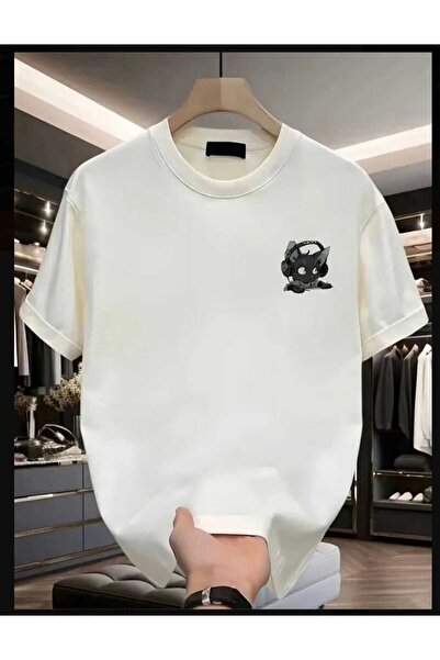 ORVIO Group تيشيرت مطبوع صورة قطة ترتدي سماعات رأس