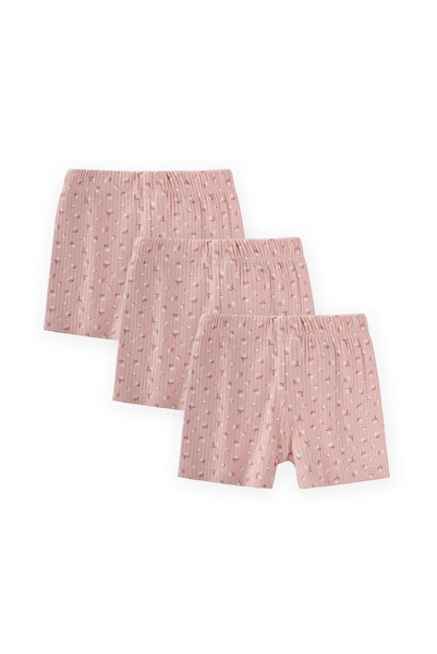 Cigit Triple Girl Boxer Set 2-9 Years Powder Pink Floral