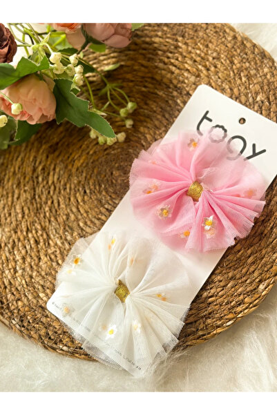 aysskids Set de catarame pentru fetiță cu model margarete, roz și alb