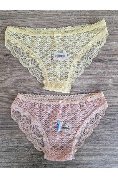LİA Underwear Women's Lace Bikini Panties 2 Pack