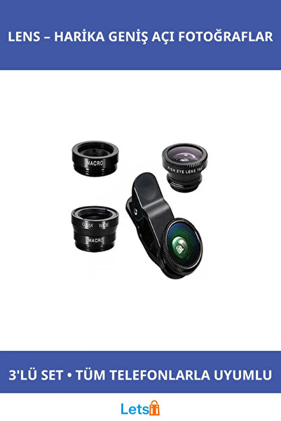 Letsii مجموعة عدسات عين السمكة ذات الزاوية الواسعة مكونة من 3 عدسات