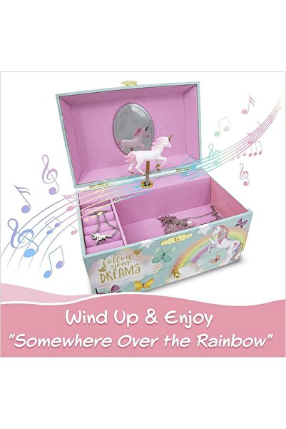 Generic Unicorn Musical Jewelry Box for Girls Kids Spinning Unicorn Music Box Storage Gift