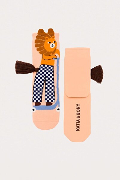 BONY SOCKS 22501K2007 KUYRUK АКСЕСОАРИ СЛАДКИ ДЕТСКИ ЧОРАПКИ С ЛЪВ Розови